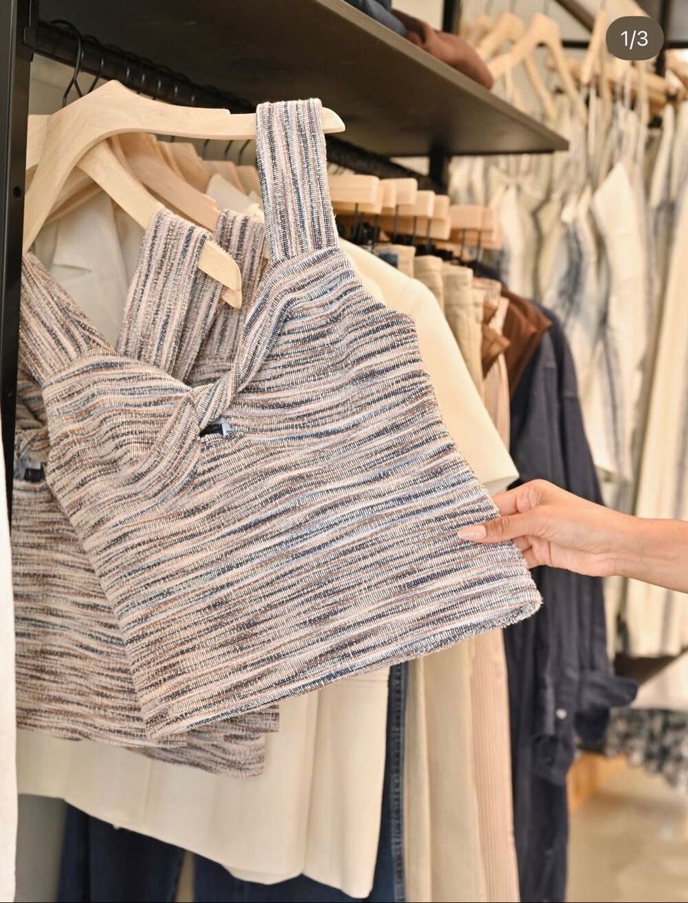Evereve Tweed Knot Front Sleeveless Top Size S